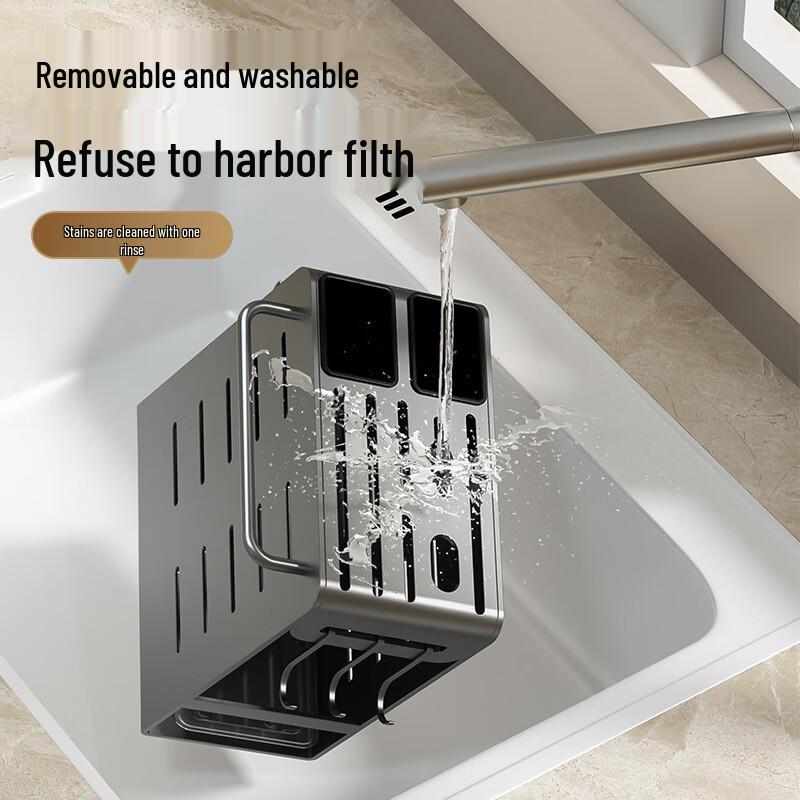 Drill-Free Wall-Mounted Kitchen Knife and Cutting Board Rack