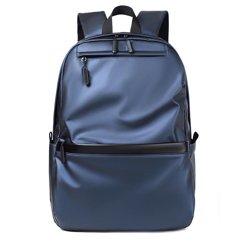 

Водостойкий бизнес-рюкзак для ноутбука: Большая вместимость, однотонный, крепится к чемодану для студентов и повседневного использования синий
