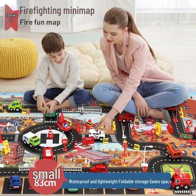 Cross-Border Kids' Toy Car Mat - City Fire Traffic Parking Lot 83x57cm