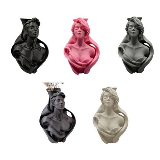 3D Printed Human Bust Vase Artistic Sculpture Planter for Succulents Matte PLA Desktop