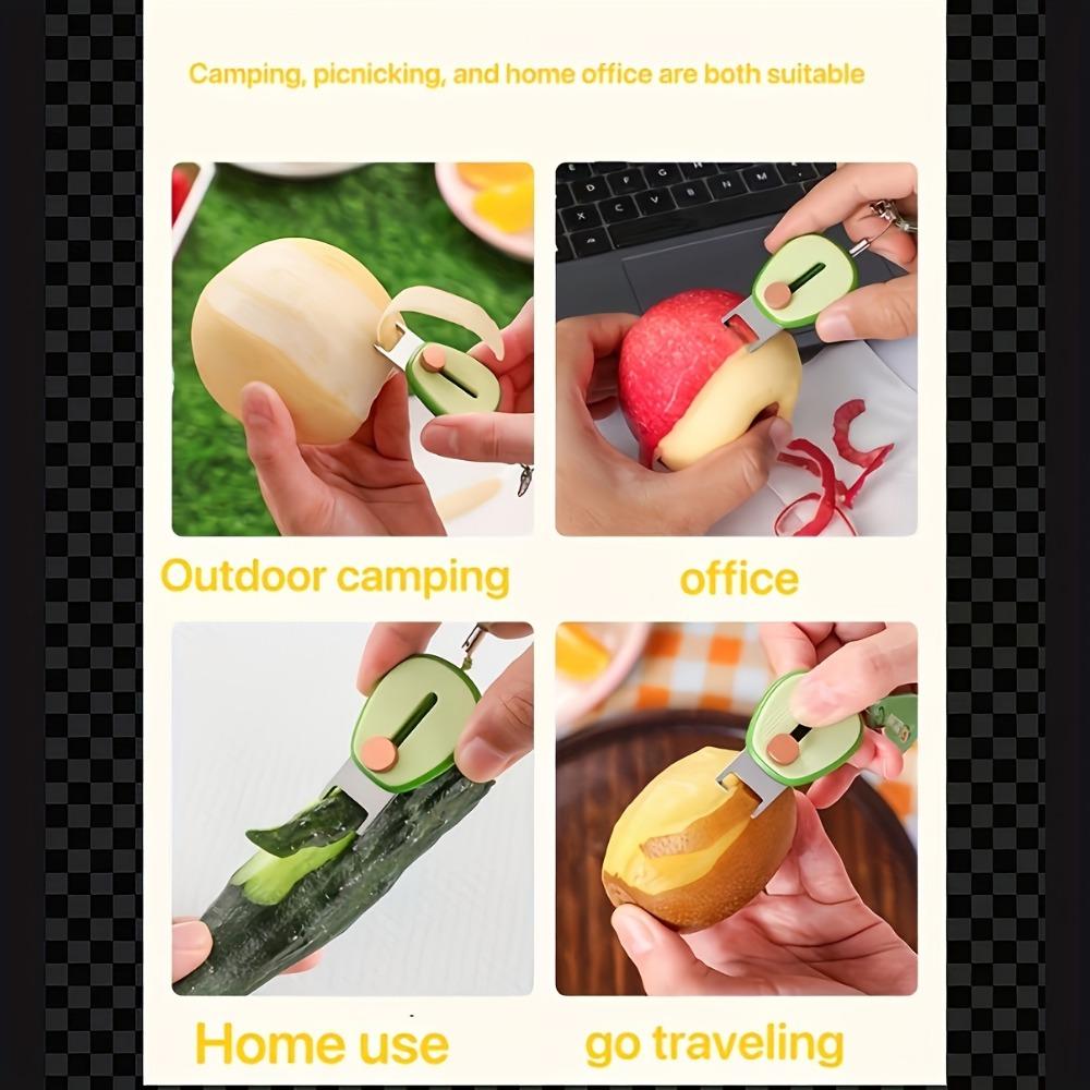 1ks Mini zatahovací klíčenka Paring nůž Roztomilý, lehký nerezový s čepelí s rovnou hranou.