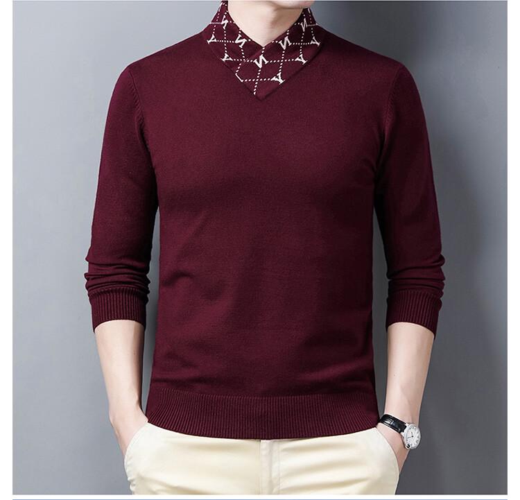 Pierre Cardin Men's Thickened Knit Pullover – Casual Autumn/Winter Long-Sleeved Sweater for Middle-Aged Men