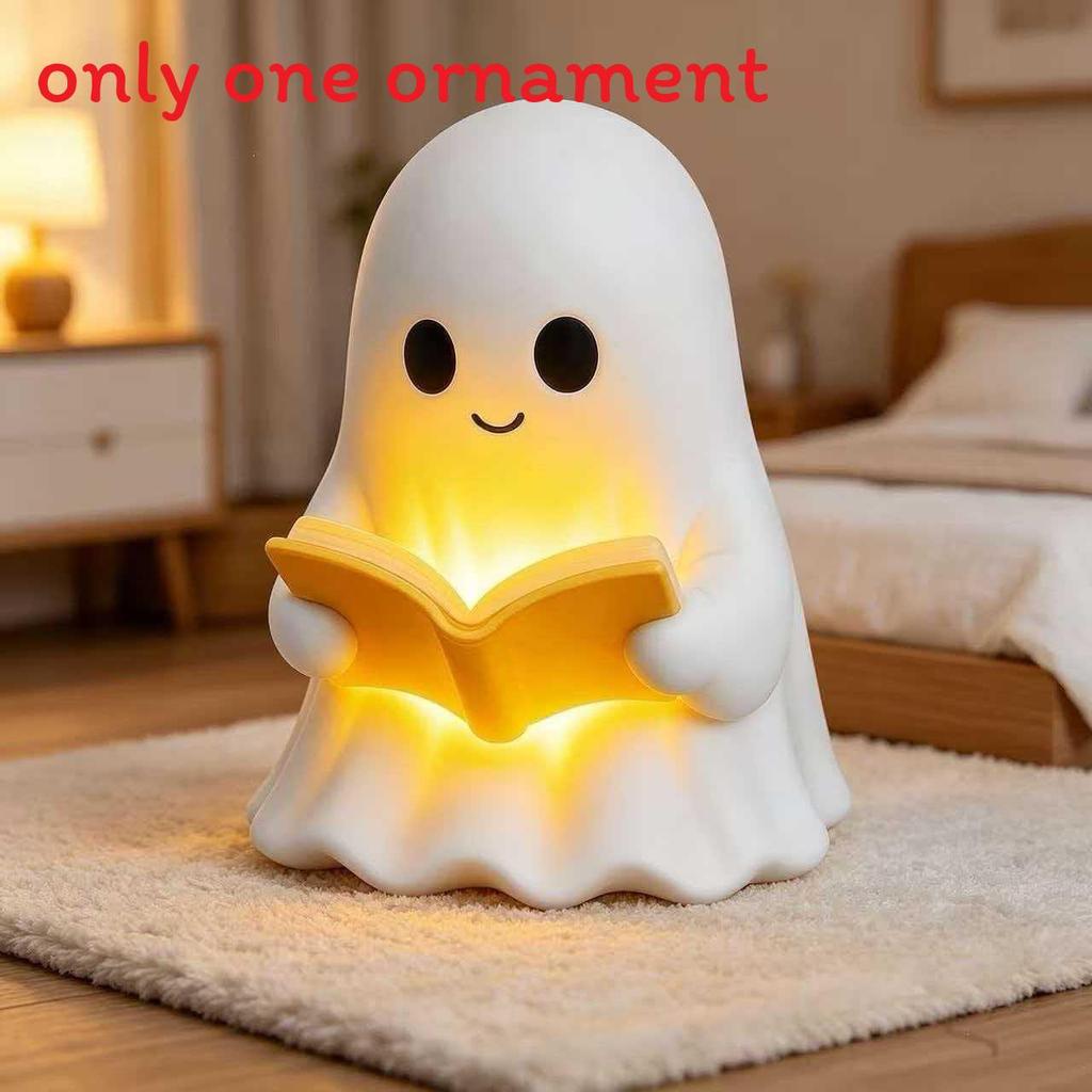 Ghost Reading Book Lamp Usb Rechargeable Halloween Nightlight For Kids And Teens