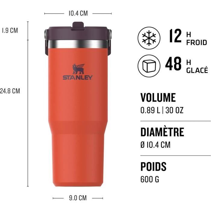 Gourde Isotherme - STANLEY - IceFlow Flip Straw - 0.89L - Étanche - Sans BPA