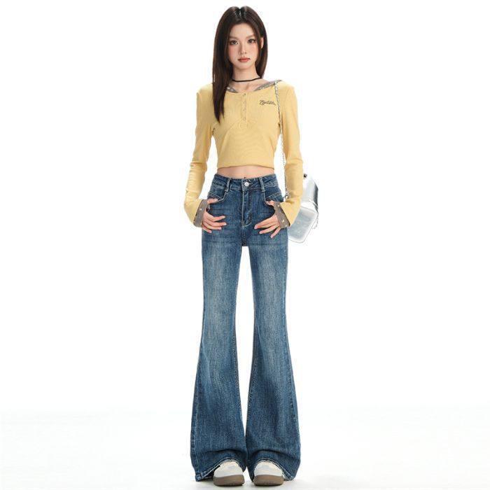 

Petite Women s High-Waisted Wide-Leg Jeans – Early Spring Relaxed Fit, Loose Straight Cut with Slight Flare. 4XL [Weight: 160-180 lbs]