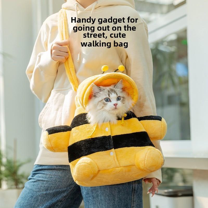 Autumn and Winter Cat Funny Burger Fries Out Bag Warm Cat Bag Dog Pet Backpack Messenger Bag Shoulder Bag