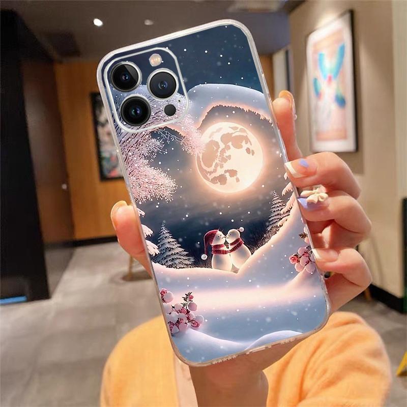 Phone Case For iphone 17 Pro Max 16 15 14 13 Pro Max 17 Air 15 16 Pro 15Plus Cute Snowman Christmas