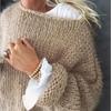 Maglioni lavorati a maglia da donna Lady Scava fuori maglia sottile Pullover See Through Look Manica a lanterna Top larghi Grembiule Maglione in mohair Felpa lavorata a maglia Top