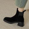 Suede Women Chunky Ankle Boots Fashion High Heels Shoes New Trend Pumps  Winter Goth Casual Cozy Heeled Chelsea Short Botas