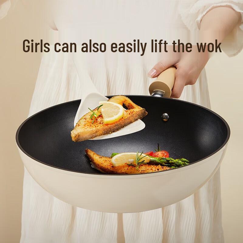 SUPOR Lightweight Non-Stick Frying Wok with Fire Red Dot