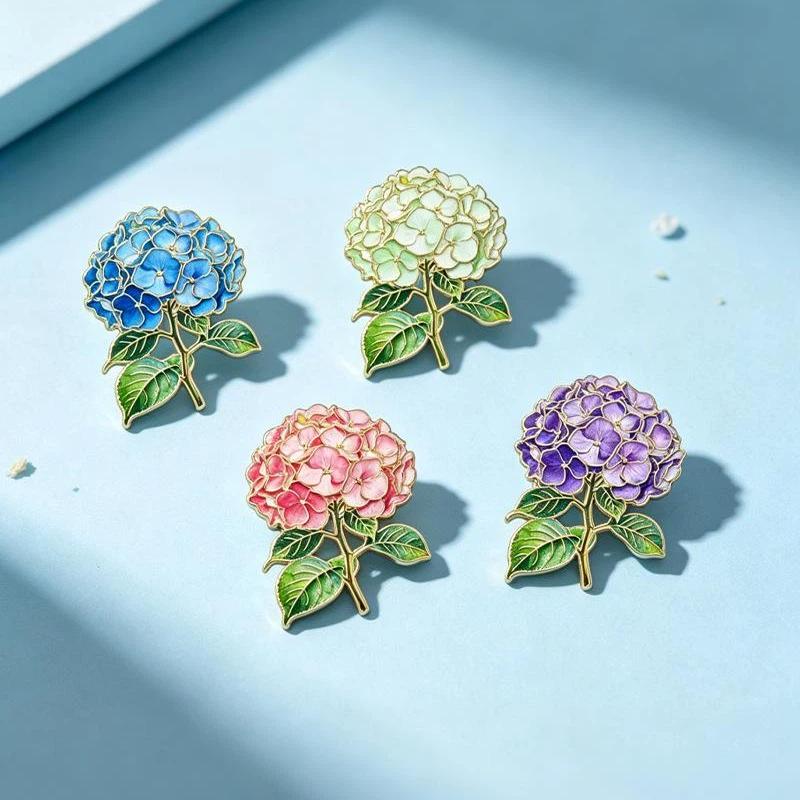1/4Pcs Elegant Botanical Enamel Flower Pins Assorted Plant Lapel Brooches For Women Clothing Accessories