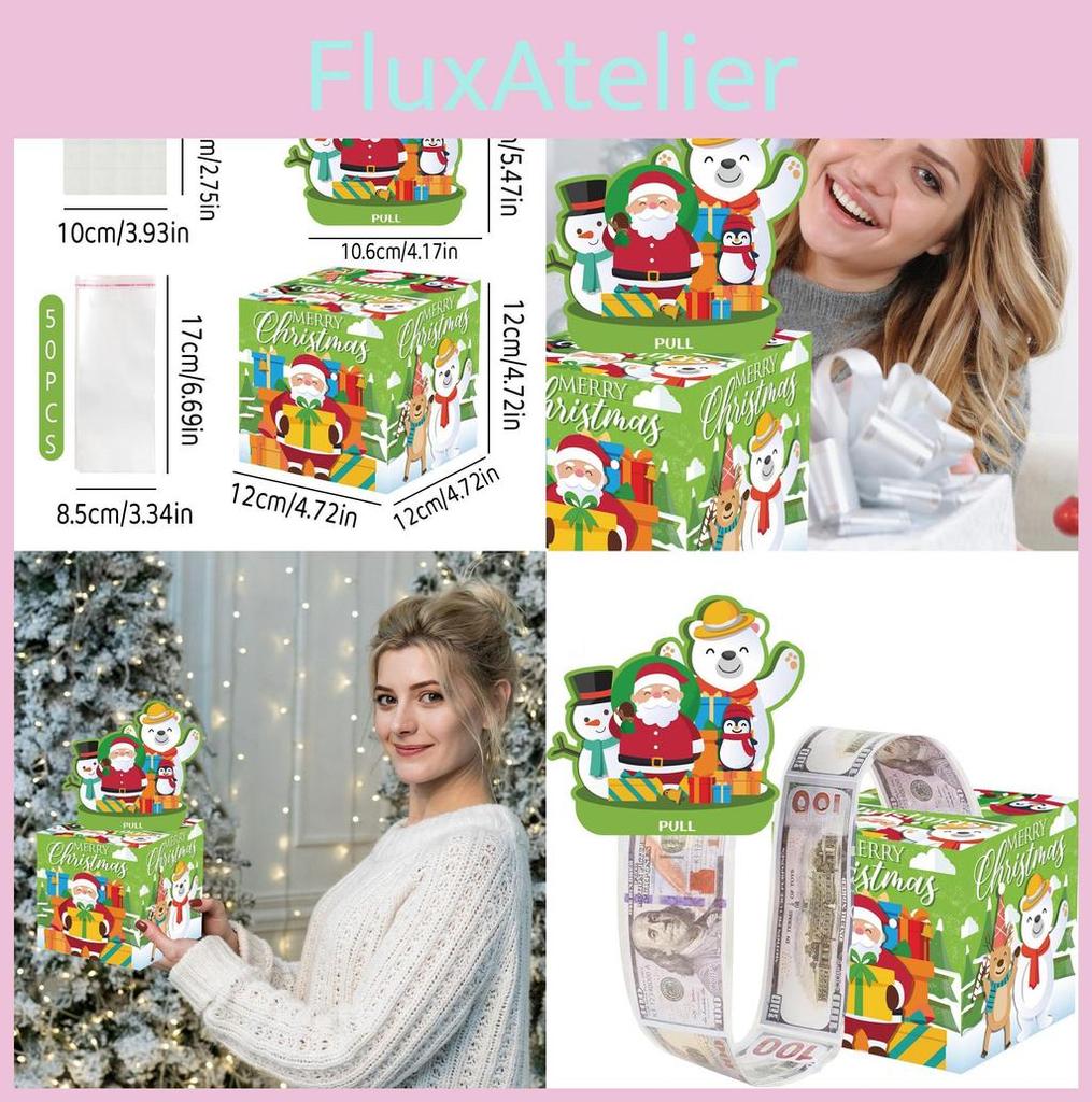 Penguin Snowman Christmas Pattern Paper Table Decor Gift Box Celebrations For