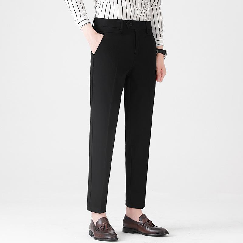 Light luxury men's small trousers autumn light business men's trousers high-quality color spun elastic casual trousers