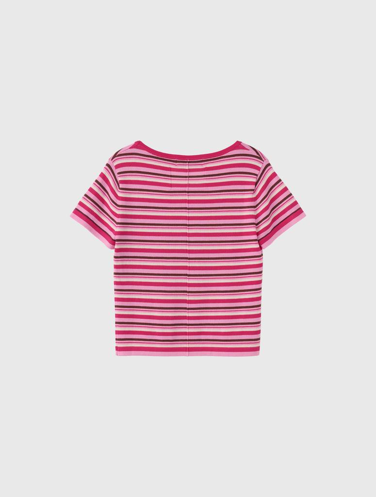 GENERALIDEA Multi-Stripe U-Neck Half Knit [Pink] / Wbe2L05542