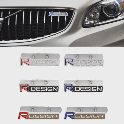 גריל קדמי מתכת תלת מימדי Rdesign R Design סמל מדבקת אמבלם קישוט מדבקה למכונית עבור XC40 XC60 XC90 V90 S90 S60 V60 V40 C70