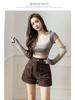 2026 Summer American Retro High Waist Wide Leg Cargo Denim Shorts for Women