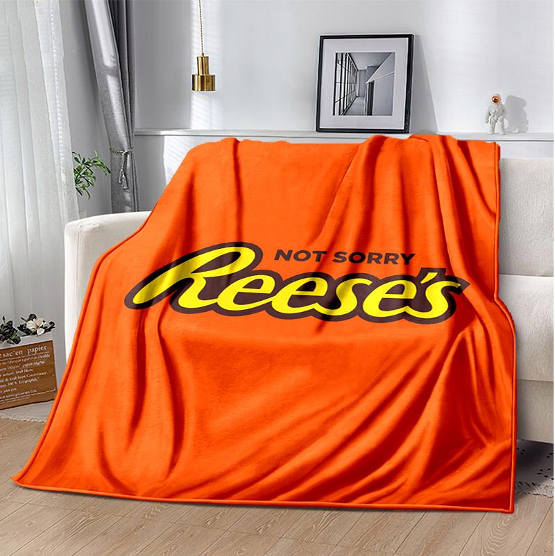 Reeses Peanut Flannel Blanket Soft Warm All-Season Throw, Design for Camping, Car Travel, Hiking Sofa, Bed, Office Perfect Gift for Parties