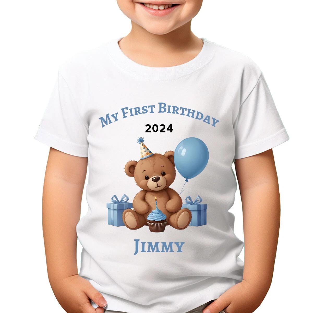 Custom 1st Birthday Teddy Bear T-Shirt Add Name & Your Birthday Design #TA-195 160