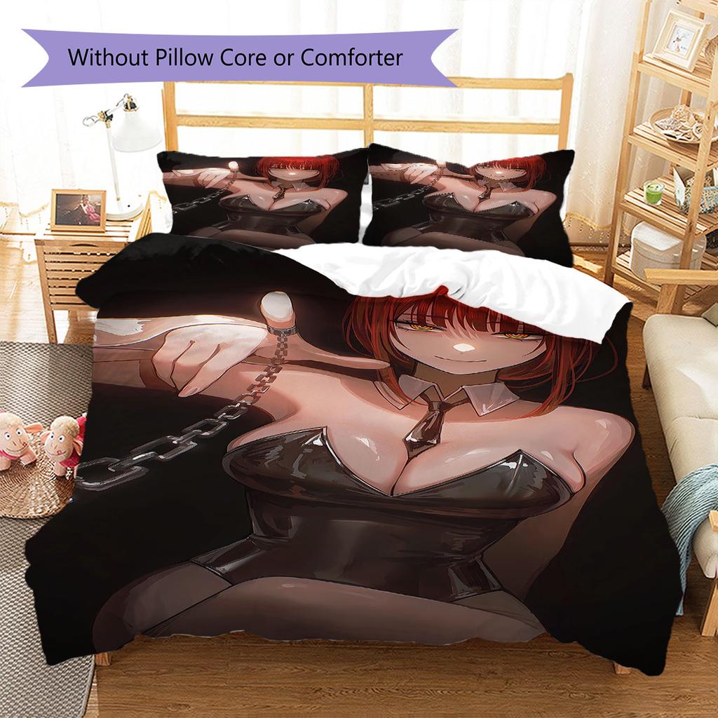 Makima Pattern Bedding,Quilt Set Quilt Cover Pillowcase Home Birthday Gift(1 * duvet cover + 2 * pillowcase, without core)