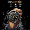 SAPPHERO Men's Wristwatch Japan Movement Analog Quartz 50M Waterproof Luminous Date Business Outdoor Leather Band High Hardness Mineral Glass Brown