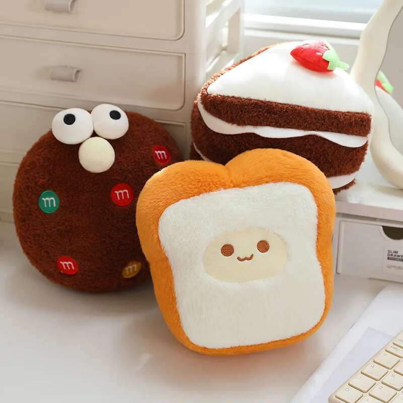 Mini Cartoon Dessert Plush Toys Soft Fluffy Cake Toast Cookie Toys Lovely Desktop Decor Lovely Photo Props Sweet Gift To Girls