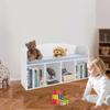 Kids Bookshelf with Reading Nook, Book Display Storage Organizer, Soft Cushioned Bench Seat, Corner Furniture, Modern Book Rack