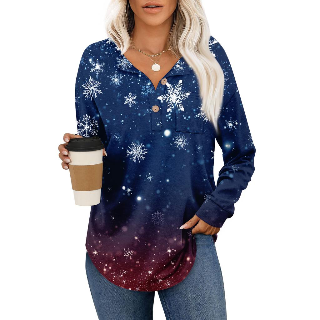 Women's Retro Printed Fashionable Long-sleeved Top