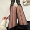 Women Vintage Striped Flower Patterned Fishnet Tights Stockings Japanese Style Colored Fine Mesh Thin Pantyhose Leggings