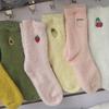 Kawaii Women's Fruit Embroidery Socks Fluffy Warm Plush Socks Female Fashion Winter Coldproof Floor Sleep Socks Snow Terry Sock