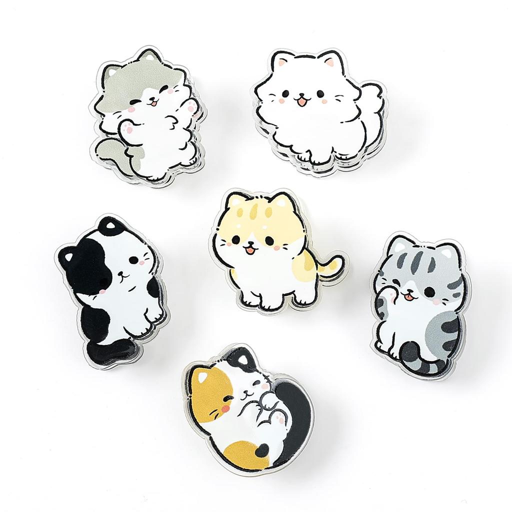 Newseego Clips Cute Cat Pattern Corner Cute Stationery Paper Book Corner No Punching Character (6-Pack) Clips, Supplies, Organizer, Protection,
