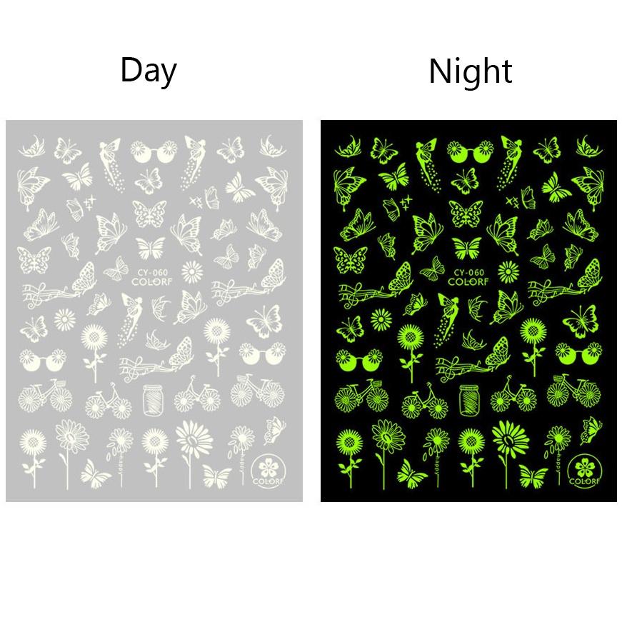 

1 лист светящиеся в темноте сказочная бабочка 3D водонепроницаемые наклейки для ногтей наклейки DIY маникюр украшения
