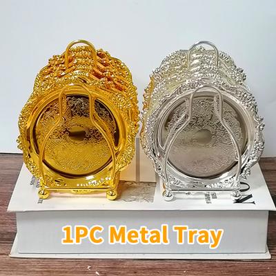 Metalltablett Rund Saucenschale Schmuckaufbewahrungsplatte Snack-Präsentationsschale Heimtischdekoration Kuchen-Dessert-Organizer-Behälter