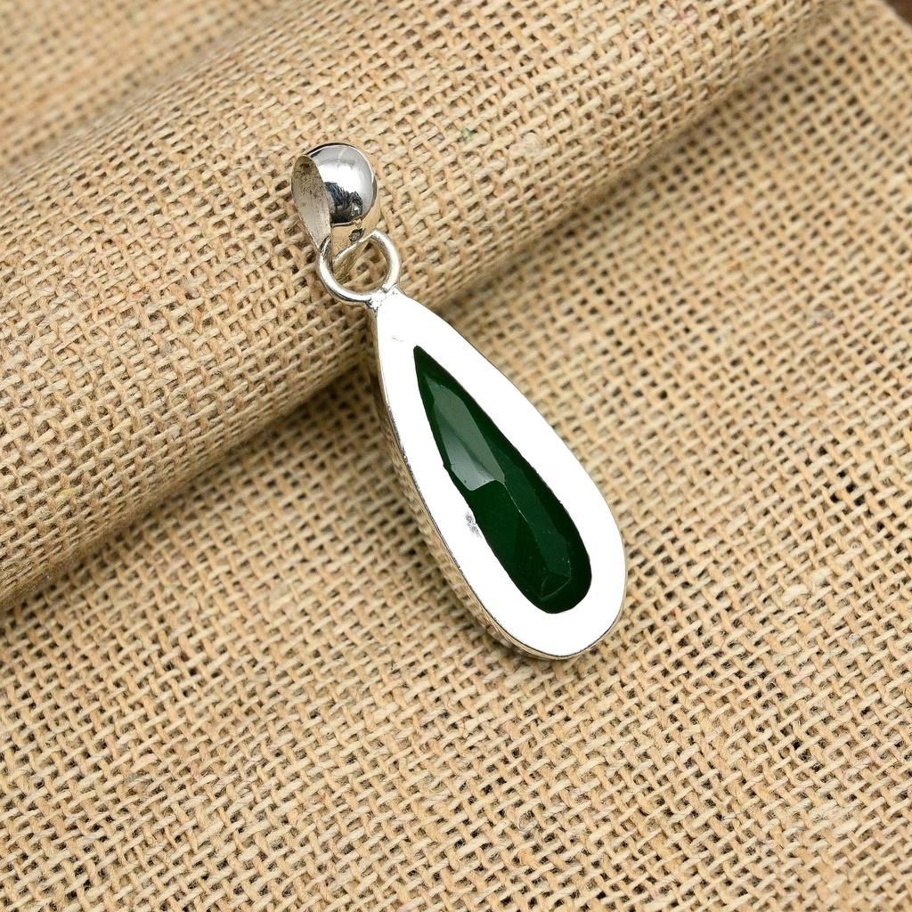 Green Onyx Gemstone 925 Sterling Silver Jewelry Handmade Pendant For Thanksgiving