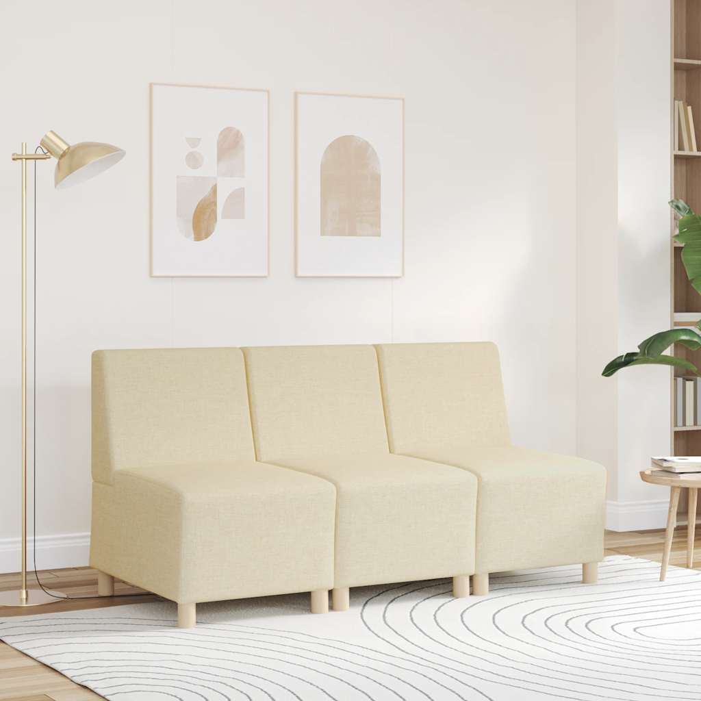 Modular Armless Sofa Cream Fabric