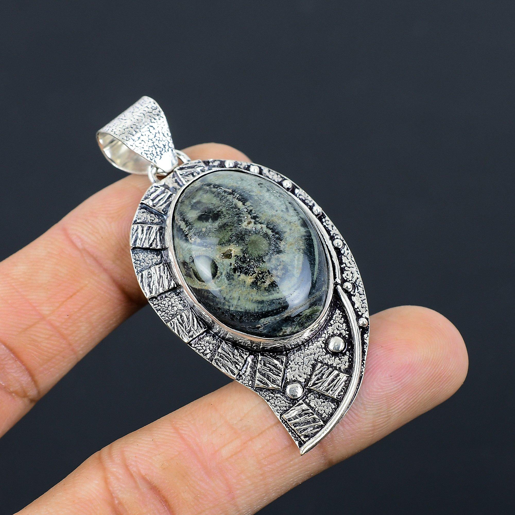 

День дочери Сделка Стерлинговое серебро Камбаба Яшма Камень Безель Подвеска Ювелирные изделия