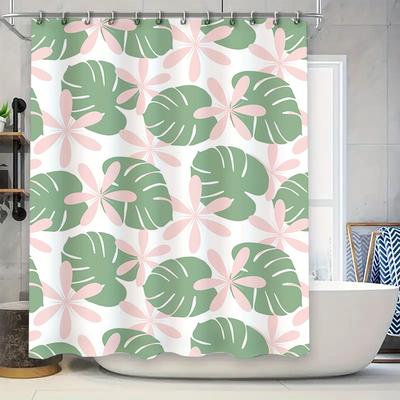 Green Monstera Shower Curtain Waterproof Decorative Bathroom Decoration For Kids Bathrooms