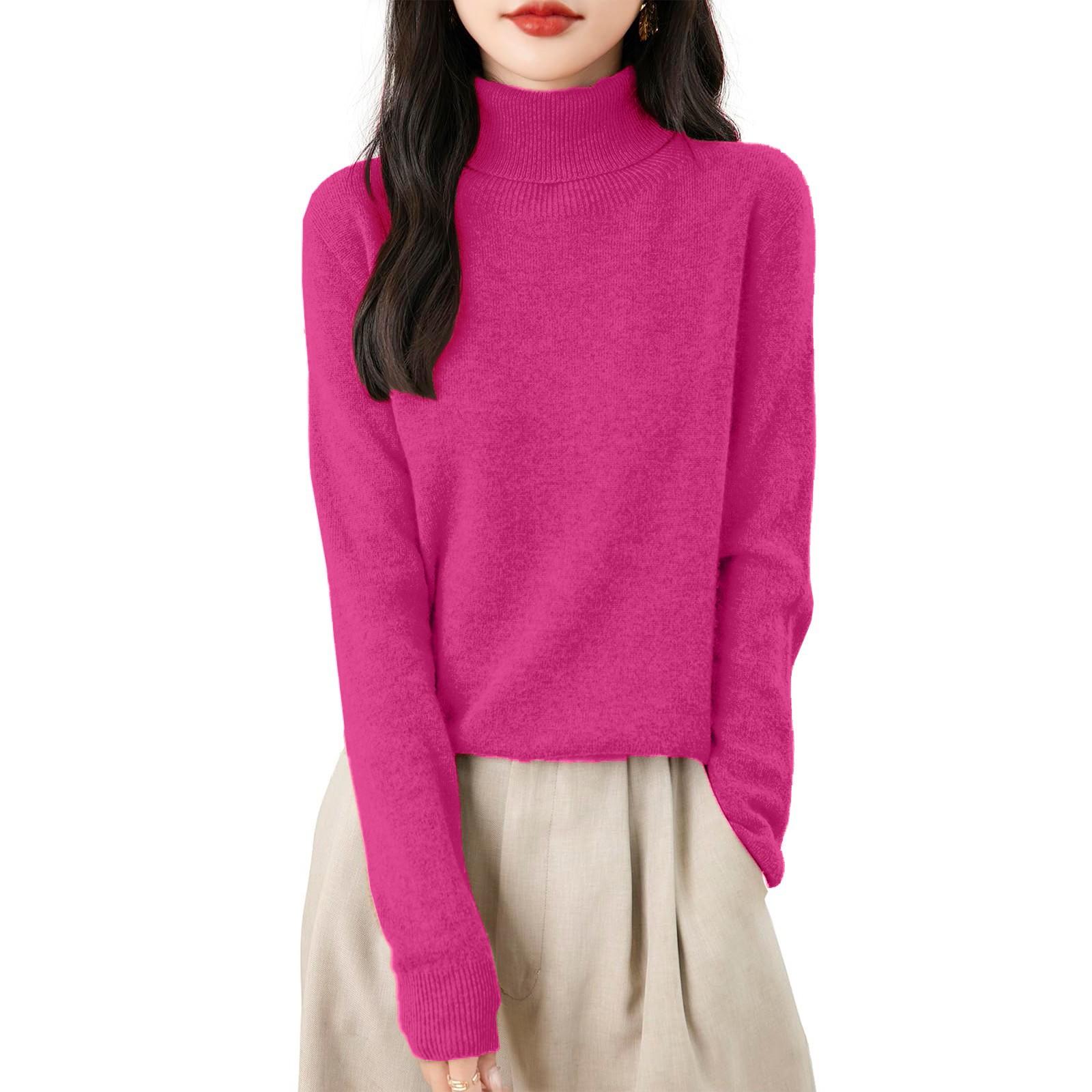 Women s Fashion Turtleneck Pullover Long Sleeve Loose Bottom Knit Sweater XXL