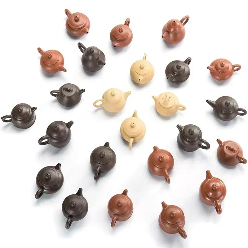 Mini Pocket Pottery Teapot Enameled Hand Teapot Handstand Fingertip Kettle Darkred Enameled Pottery Teaset Accessories Tea Pet