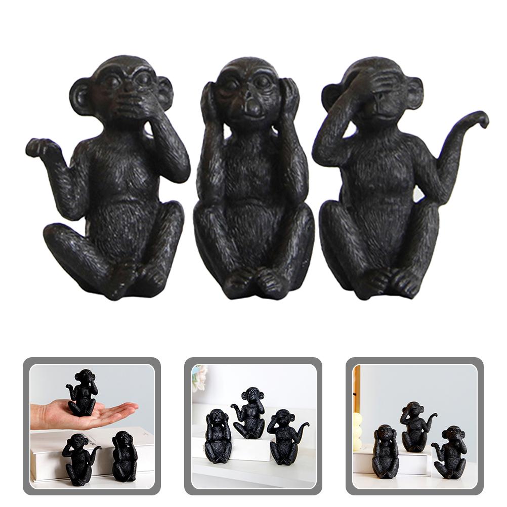 

3 шт. статуэтка обезьяны из смолы, украшение в виде обезьяны из смолы, милая фигурка животного, статуэтка обезьяны из смолы, милая фигурка обезьяны