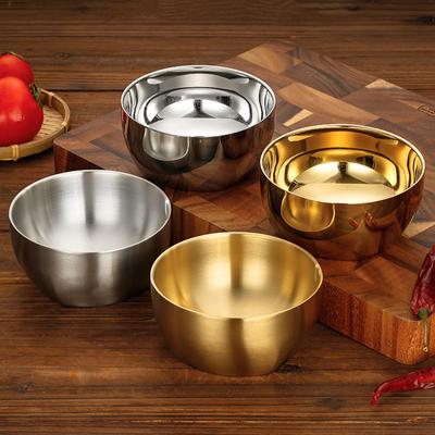Double-Layer Matte Glossy Stainless Steel Bowl Korean Silver Golden Tableware Ramen Fruit Noodle Bowls Utensils for Kitchen