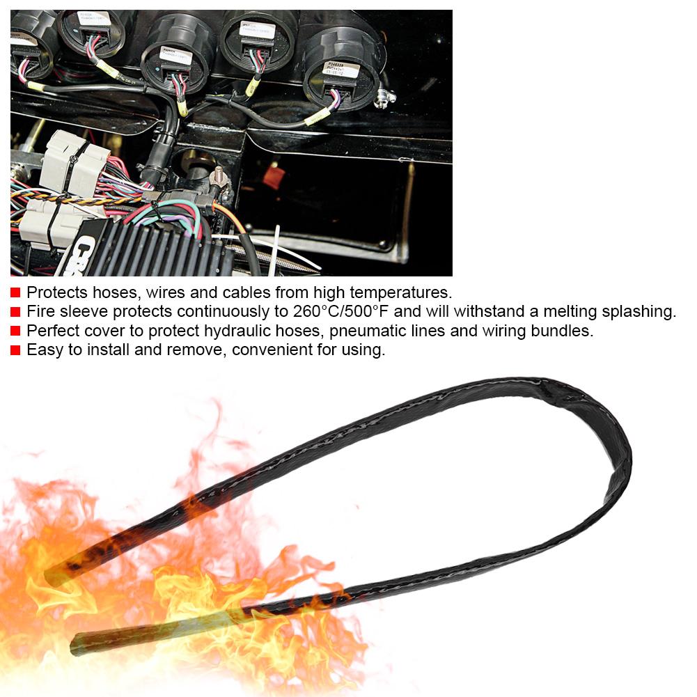 3.3ft Black Heat Fire Sleeve Fire Braid Flame Heat Shield  58 ID 0.6in Fits AN10 Fuel Hose
