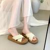 Thick-soled Cross-strapped Knitted Slippers Women's Outer Wear Summer Retro Niche Boken Shoes Open-toed Beach Vacation Cool Slippers