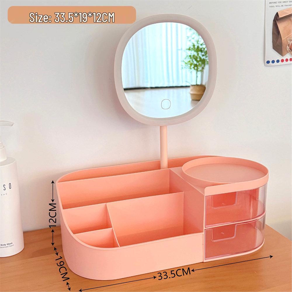 Multifunctional Makeup Organizer with Mirror and Skincare Storage