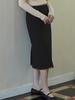 B Muse Mansion Pintuck Lace H-Line Skirt - Black