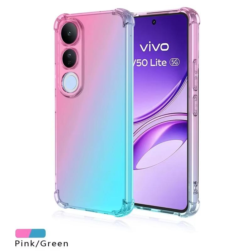 For VIVO V50 Lite V50E Regnbuegradient Støtsikkert Telefondeksel Myk TPU Gjennomsiktig Anti-fall Deksel for VIVO V 50 Kollisjonsputer Deksel