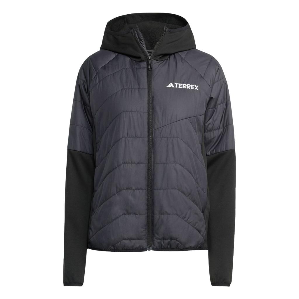 adidas Terrex Multi Hybrid Hooded Jacket, Women's FW25 Outdoor Warm Fleece Spliced Sports Long Sleeve Cotton Coat JC5180