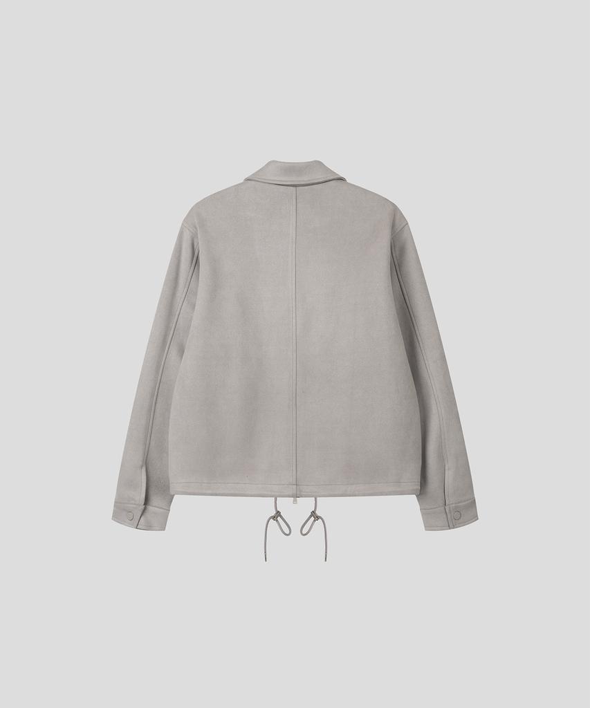 Black Moment Classic Faux Suede Core Zip-Up Jacket [Grey]