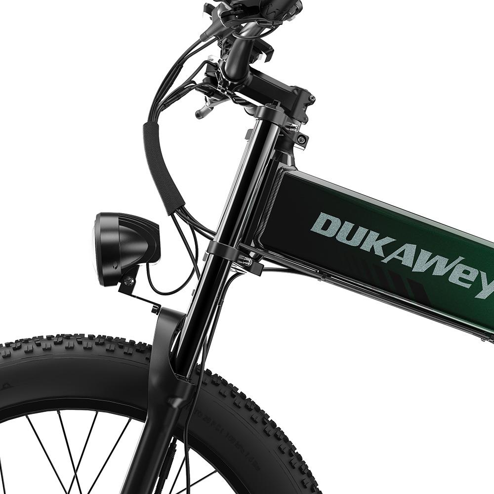 Electric Bicycle Foldable Dukawey 1000Wx2 Motor Full Suspension 48V 17.5AH 26" Fat Tire Ebike For Adult Color LCD Screen BST-6