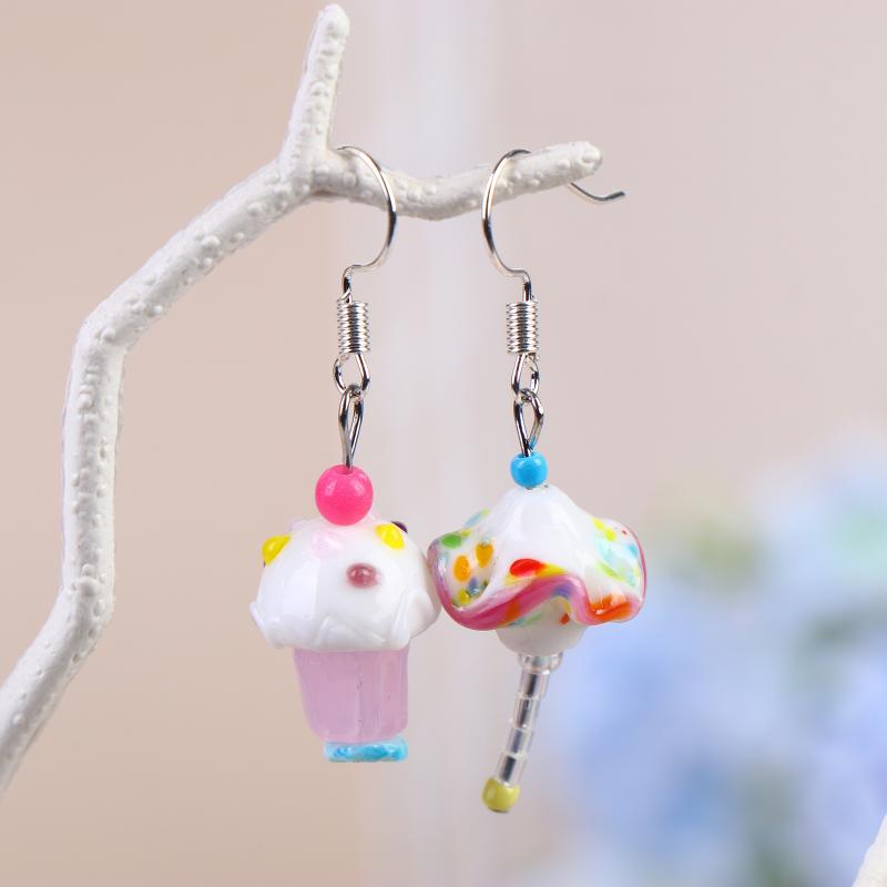 Asymmetric Handmade Geometric Candy Beads Ins Drop Earrings Women Dopamine Colorful Metal Earrings Gift