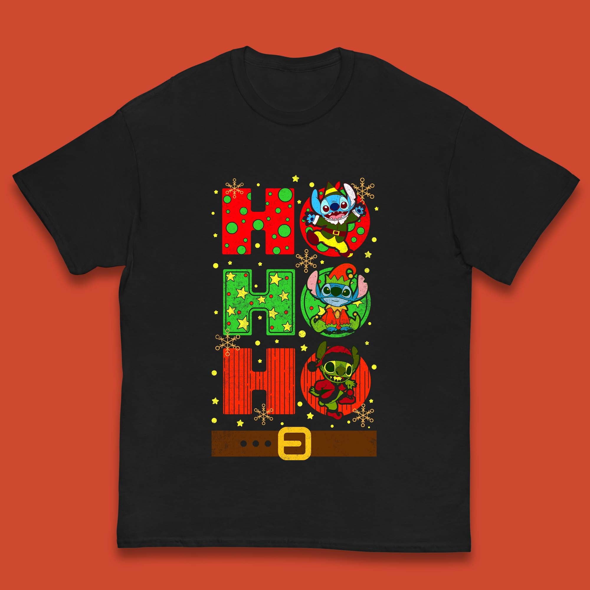 Stitch Elf Grinch Stitch Christmas Kids T-Shirt 150